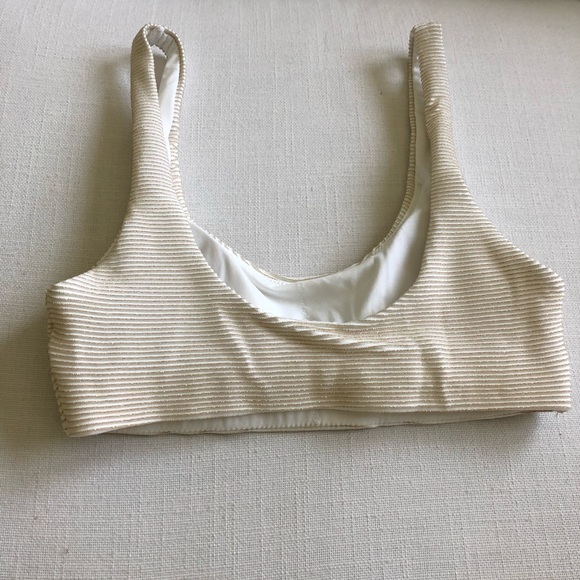 H&M NWOT Gold & White Stripe Bikini Top - Size 4 - Picture 3 of 8